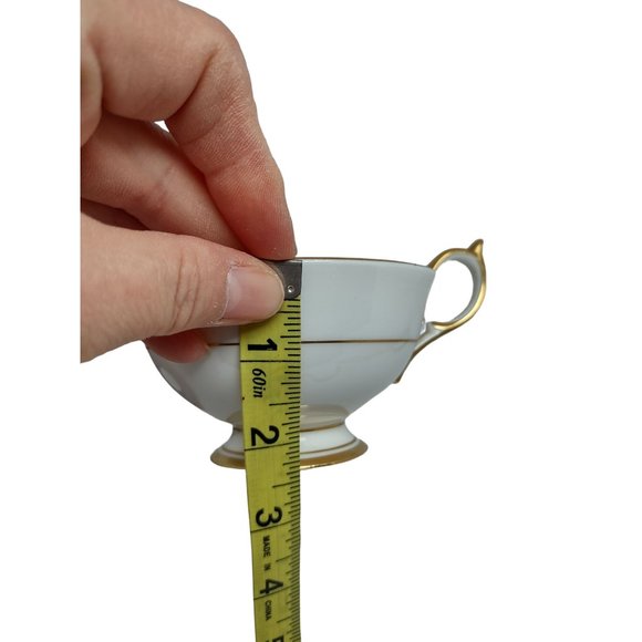 Aynsley Tea Cup And Saucer Pedestal Blue Gold Fruit England Vintage - Picture 6 of 8